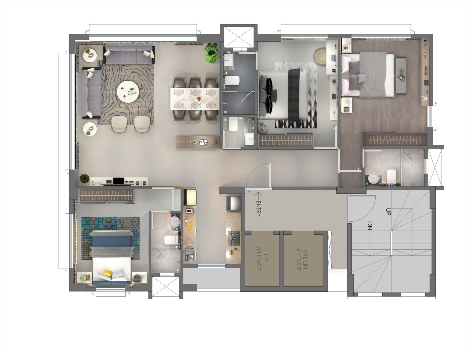 Exclusive 3BHK Apartment Per Floor